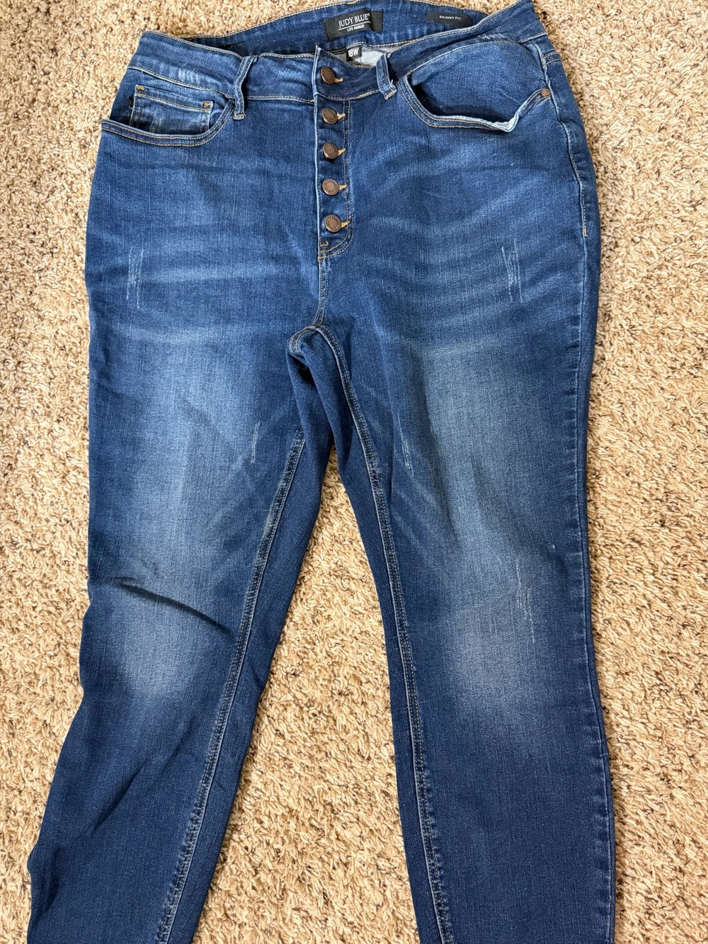Judy Blue Medium Dark Blue High-Rise Button-Fly Skinny Jeans